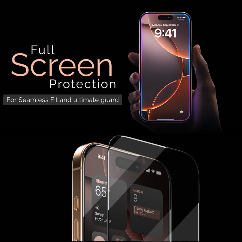 Image of UNBREAKcable Tempered Glass Screen Protector for iPhone 17 Pro Max / 16 Pro Max, 9H Hardness, Bubble-Free Easy Installation, Scratch & Impact Resistant, Pack of 2 (By ohonesty)