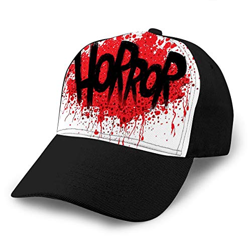 dsgdfhfgjghcdvdf 0 Gorra de béisbol Unisex clásica Texto de Terror Ajustable Palabra sangrienta salpicada Fuente C