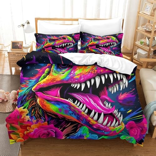 Housse de couette dinosaure hypoallergénique facile à laver 3D