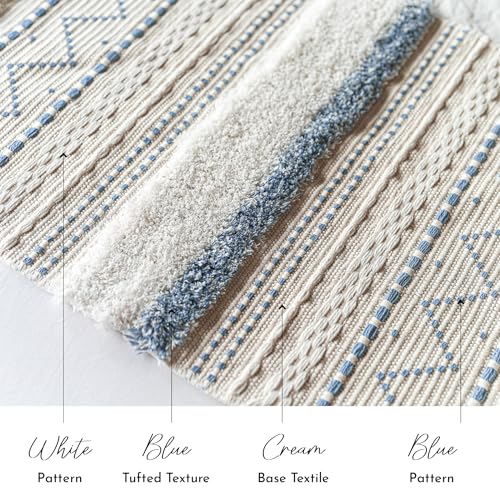 BlissBlush Long Vertical Wall Hanging Tapestry Coastal Blue Woven Boho Farmhouse Décor Tassel Handmade Wall Art Decoration for Bedroom Living Room Dorm Nursery Apartment, 16x39 INCH - Image 5
