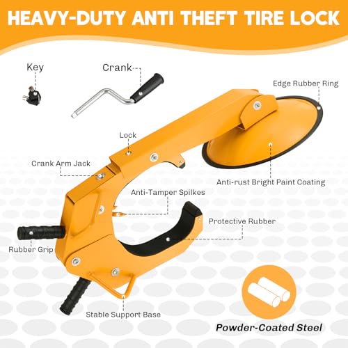 weyleity Wheel Lock Clamp | Heavy-Duty Anti Theft Tire Lock Adjustable Trailer Wheel Lock, Tire Boot Lock for RV Trailers, Cars, Trucks, SUVs (2) - Thumbnail 2