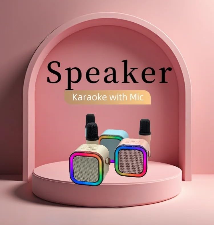Image of Goyal's Portable Karaoke Bluetooth Speaker with Wireless Microphone | RGB LED Lights | Voice Change Effects | USB TF AUX FM | Mini Party Speaker for Kids & Adults