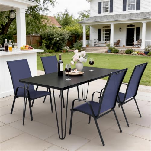 Image of JEAREY Patio Dining Chairs Set of 4, Outdoor Stackable Dining Furniture Set, All Weather Dining Set for Lawn, Garden, Backyard, Poolside, Navy Blue