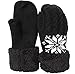 KMystic Plush Lined Cuffed Winter Knit Mittens (Black Snowflake), One Size