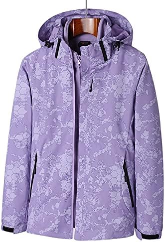 Amazon Co Jp マウンテンパーカー レディースハイキングジャケット冬の釣り服レインコート迷彩アウターウェア女性ウィンドストッパー女性フリースジャケット Color Purple Size A 服 ファッション小物
