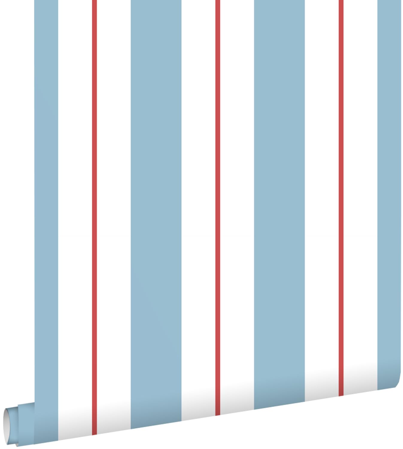 papier peint à rayures bleu et rouge 0.53 x 10.05 m - ESTAhome