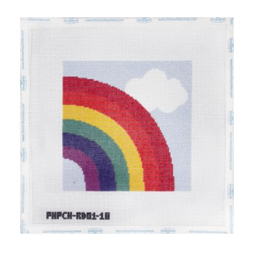 Image of Howie's Needlepoint Needlepoint Kits for Adults & Beginners, 18 Mesh Printed Needlepoint Canvas, Stamped Patterns Canvas Starter Kits(Rainbow,6 inchx 6 inch)