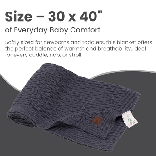 Image of Pineapple Design 100% Organic Cotton Baby Blanket 30 inchx40 inch Dark Grey - GOTS Certified, Soft and Breathable, Ideal for Newborns and Infants.