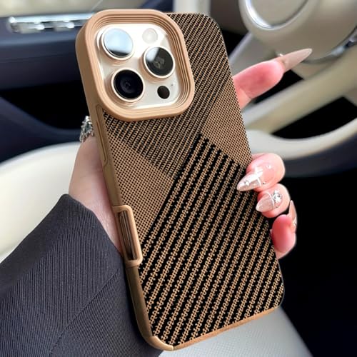 Étui cuir iPhone 15 Pro Max vintage quadrillé pour éviter les rayures et bris d'écran