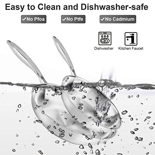 Fry Pan Set of 2 | 8" & 10" Tri-Ply Stainless Steel Frying Pan, Oven & Dishwasher Safe Classic Cooking Pan Cookware - Image 5