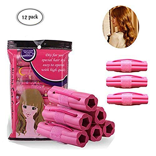 Foam Hair Curlers 12 Pack Silicon Sleep Hair Rollers Fashionable Foam Sponge Hair Curlers Clip Magic Hair Care Roller No Clip Soft Easy Application Hair Styling Tools For Lazy People (12 PACK)