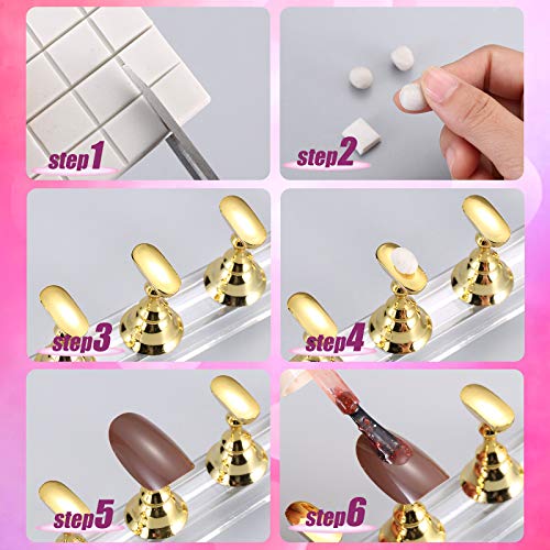 2 Set Acrylic Nail Practice Stand Magnetic Nail Tip Art Display Stand Holder Manicure Tool With Reusable Adhesive Putty Clay For Home Salon Makeup #TOP1