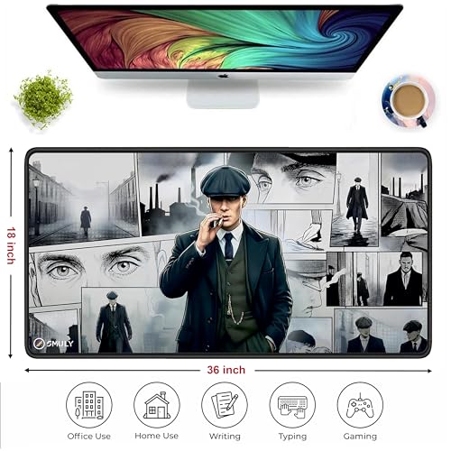 Image of Vintage Gangster Mouse Pad 18x36 Inch 3mm Extended Gaming Desk Mat with Anti-Slip Rubber Base Mousepad for Smooth Surface Desk pad for PC & Laptop Use Waterproof & Stiched (Multicolour) Deskpad