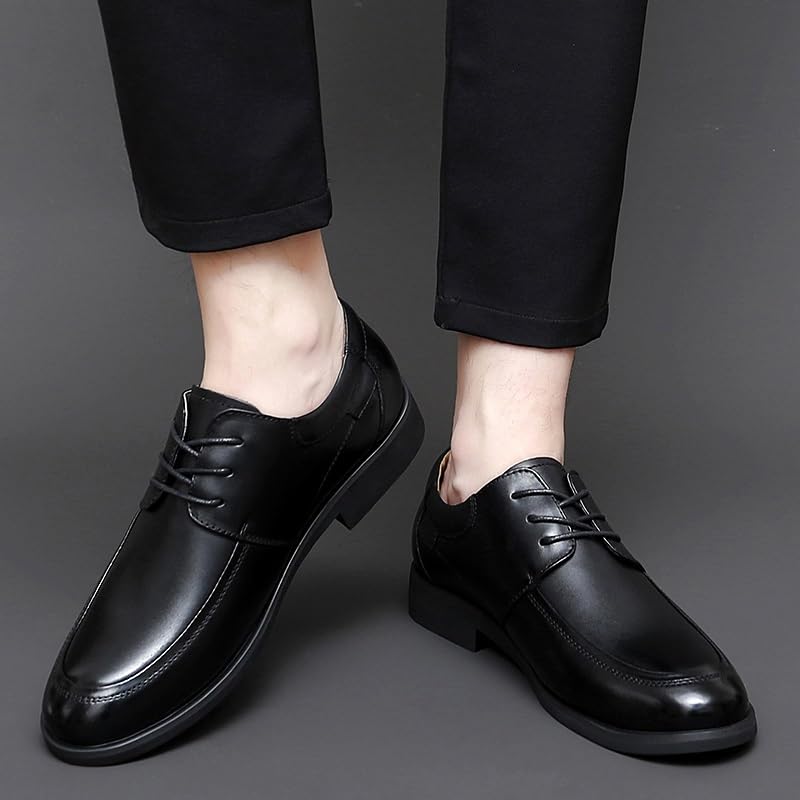 Oxford Dress Shoes for Men Lace Up Solid Color Vegan Leather Apron Toe Derby Shoes Slip Resistant Anti-Slip Low Top Wedding4