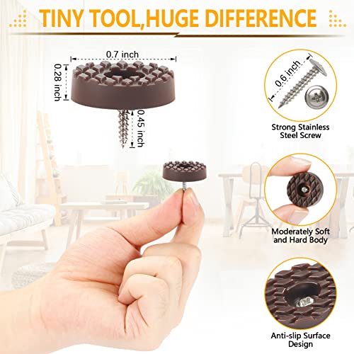 Screw-On Rubber Feet For Furniture - Floor Protector For Chair Leg - Sturdy Feet For Cutting Board Non Slip - Brown Furniture Pad For Hardwood Floor - Durable Furniture Rubber Bumper(0.7"-Brown-32Pcs) #TOP2