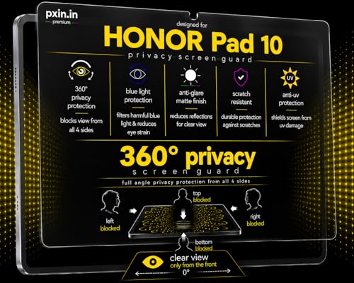 Image of Pxin 360 Pro Privacy Screen guard compatible with Honor Pad 10 | Anti Glare | Anti UV | Anti Blue | Anti Reflection | Privacy Filter | Unbreakable Build