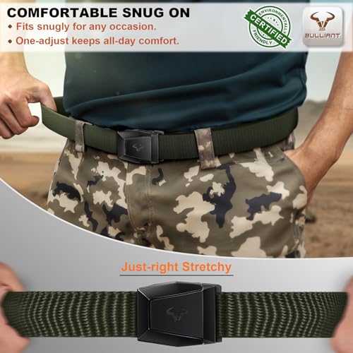 Image of BULLIANT Men Tractical Belt,Stretch Western Rigger Web Belt For Cowboy Military Heavy Duty Hiking Hunting 1.5 inch-Cut For Fit