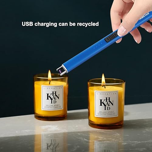 Miniatura 2 de MeeToo Encendedor fluorescente eléctrico para velas, encendedor USB recargable, arco de plasma, resistente al viento, crece en la oscuridad para