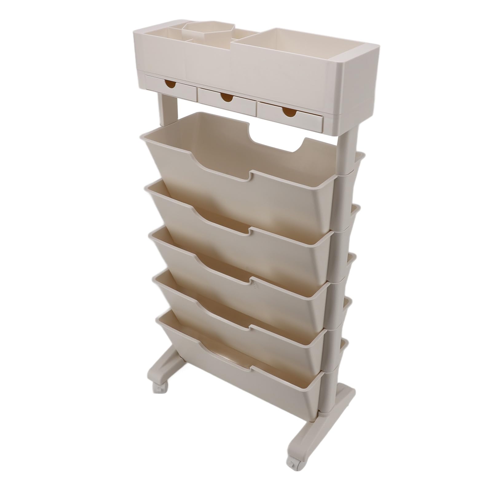 Mobilna Półka z Książkami, Plastikowy Mobilny Półka, Książka Rolling Storage Wózek 3 Szuflady Ruchomy Organizator Książek z Blokadymi Kółkami Wielofunkcyjny Wózek do