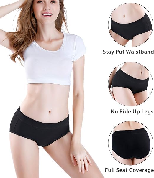 Image of DIVING DEEP Women's Cotton Underwear, Mid Waist Full Coverage Underpants, Post Partum Briefs Panties for Women Multipack-4