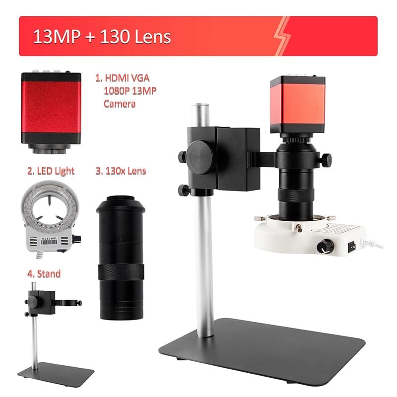 Microscope 13MP 1080P Digital Microscope Camera Optional 130/150X Zoom C-Mount Lens(Full B 130x)