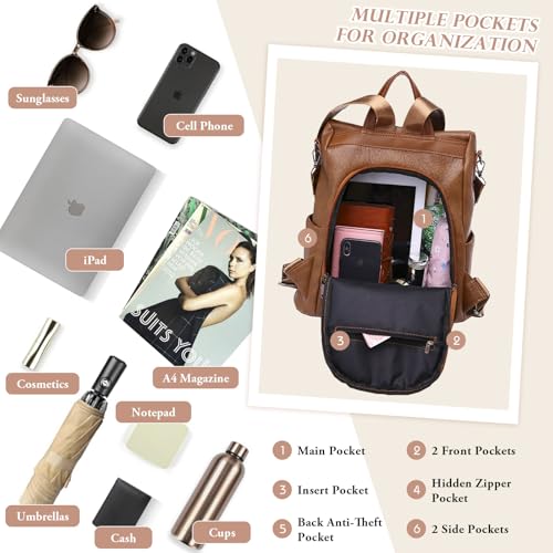 Puwuzixi Women Backpack Waterproof Anti-Theft Lightweight PU Fashion Travel Multipurpose Convertible Purse Shoulder Bag Handbag Backpack - Image 5