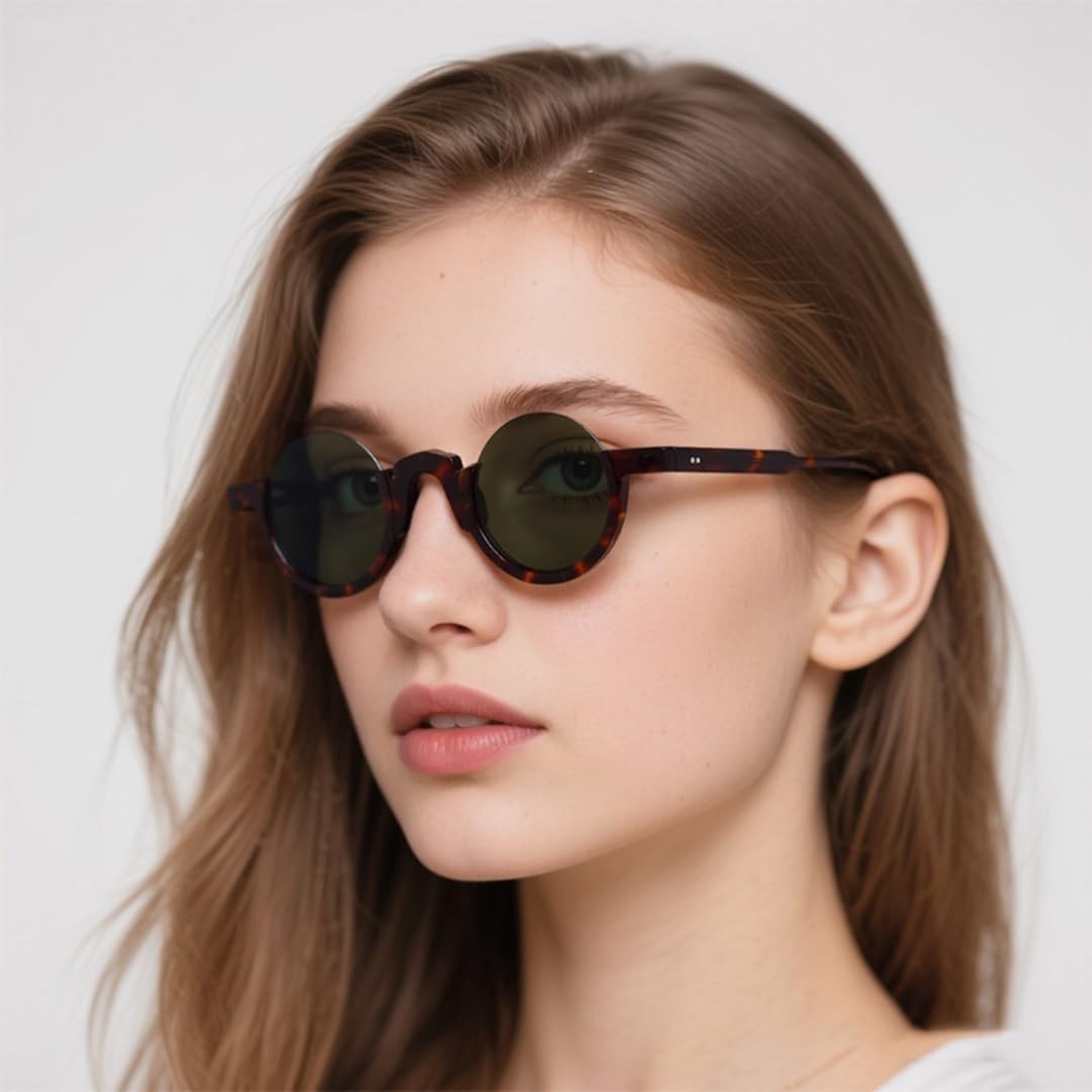 Occhiali da sole rotondi alla moda con mezza montatura per uomini e donne in acetato retrò con cerniera in metallo