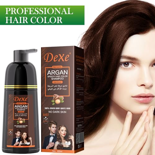 Instant Black Hair Shampoo 420ml - Semi-Permanente schwarze Haarfarbe Shampoo für natürliches Haar, hält 30 Tage, schnell wirkende Formel für Männer & Frauen (Dark Brown, 420ml)