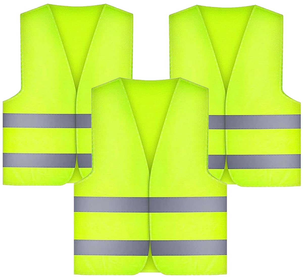 3 Pcs Hi Vis Vests,Safety Vests,Standard Size Reflective High Visibility Vests,Unisex Hi Vis Jacket for Traffic Work, Running, Surveyor and Security Guard Construction Vest