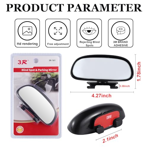 image for LivTee Blind Spot Mirror, HD Glass Frameless Convex Rear View Mirrors 