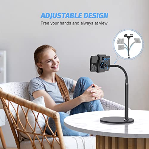Image of SHAWE Cell Phone Stand Holder, 360Flexible Adjustable Desktop Phone Stand with Stable Base, Lazy Desk Mount for iPhone 14 13 12 11 Pro Xs Max XR X 8 7 6 6s Plus Samsung S22 S21 (3.5-6.5).