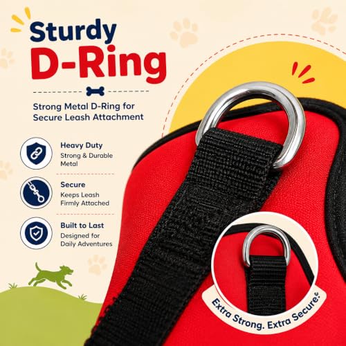 Image of No Pull Dog Body Belt | Adjustable & Soft Padded Dog Harness | Perfect for Small Breeds | for 05-13Kg Dogs - Shih Tzu, Poodle, Chihuahua (S, Red)