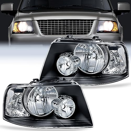 Image of Nilight Headlight Assembly Compatible with 2003 2004 2005 2006 Ford Expedition Headlamps Replacement Black Housing Clear Reflector Lens Driver and Passenger Side