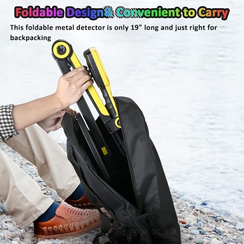 Detector de Metales Profesional Plegable con Puntero, Resistente al Agua para detección de Oro, 7 Modos, Incluye Auriculares y Pantalla LCD retroiluminada para Adultos.