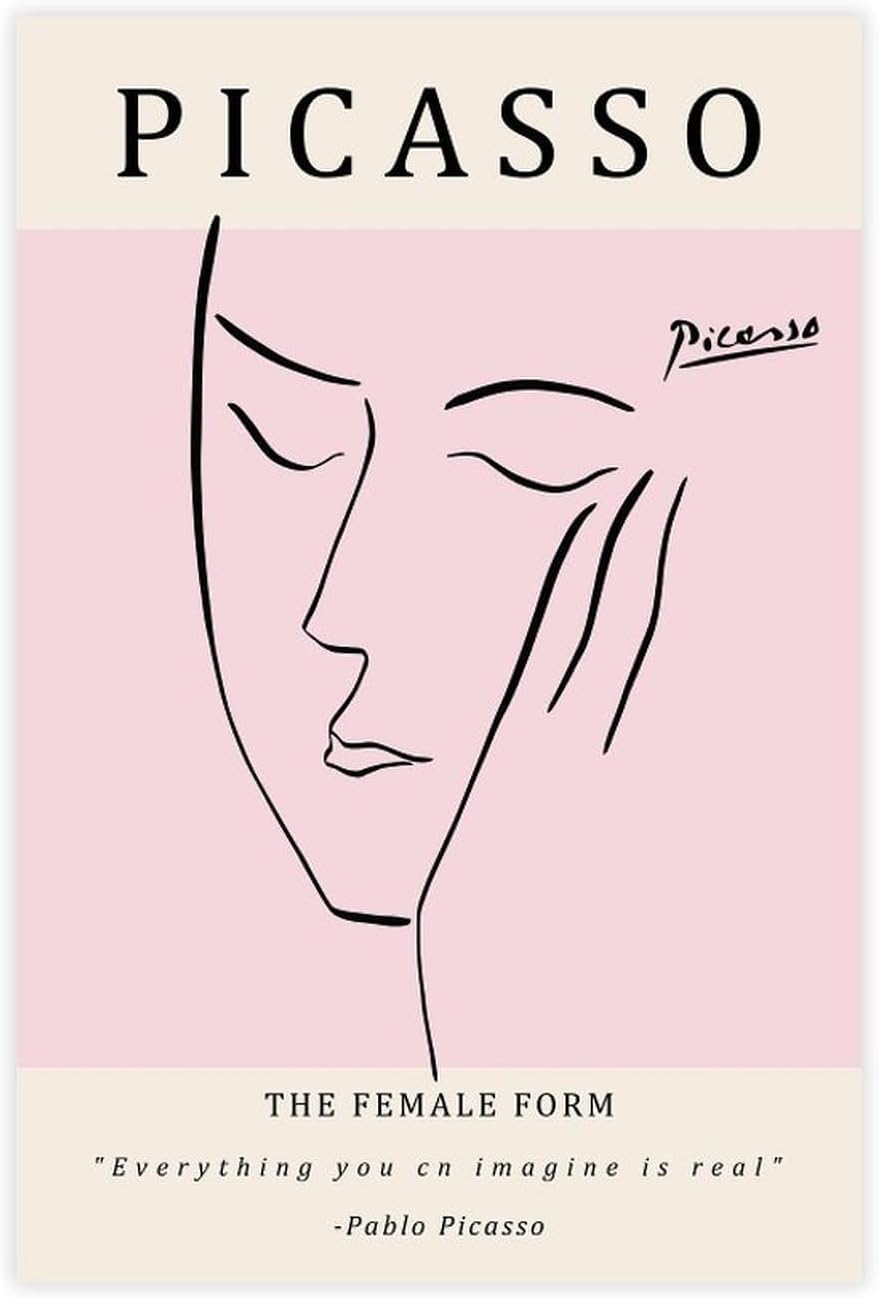 QSDTGHUIKP Pablo Picasso Posters The Female Prints 40x60cm Frameles Canvas Wall Art Decor