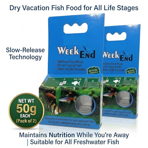 Image of Dry Vacation Fish Food for All Life Stages | Weekend & Holiday Slow-Release Aquarium Fish Feed | Maintains Nutrition While You're Away | Suitable for All Freshwater Fish | 50g Each (Pack of 2)
