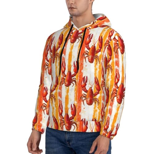 Hoodies For Men - Orange Lobster Print Long Sleeve Casual Men'S Hoodies & Sweatshirts Pullover With Pocket3