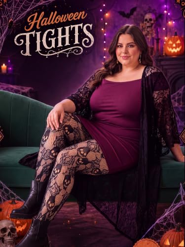 Image of Geyoga 6 Pcs Halloween Plus Size Fishnets Tights for Women