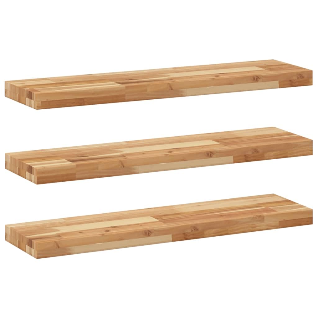 Lot de 3 étagères murales 80 x 20 x 4 cm en bois d'acacia avec