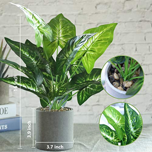 WUKOKU 16\" Fake Plants Faux Potted Plants Small Artificial Plants Indoor for Home Farmhouse Office Desk Bathroom Kitchen Bedroom Decor