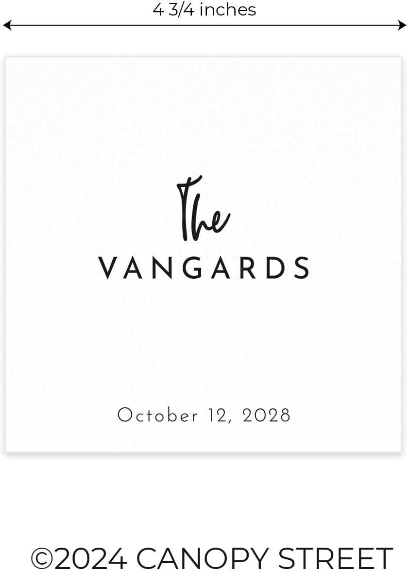 Personalized The Last Name Beverage Napkins / 100 Custom Elegant Initials Modern Wedding Napkins / 4 3/4" x 4 3/4" Anniversary Cocktail Napkin/The Night Before 3 Ply Bar Napkins/Made In The USA