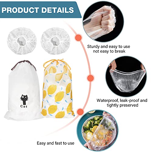 Image of 200PCS Plastic Elastic Bowl Covers Reusable,Food Storage Covers with Elastic Bowl Covers for Leftover, Plastic Covers for Bowls Fresh Keeping Bags for Family Outdoor Picnic (Regular)