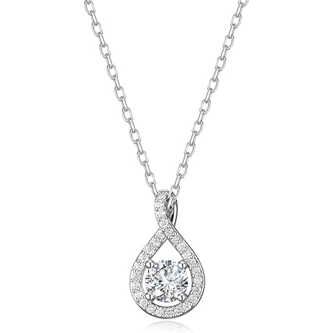 Agvana Eternal Radiance 0.43-1.25 Ct. Tw. Lab-Grown Diamond Infinity Pendant Necklace in Sterling Silver (D-E Color, VS Clarity) Fine Jewelry for Women Anniversary Birthday Gifts for Her, 16-18
