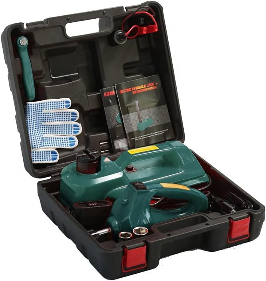 Electric Car Jack Kit 5 Ton 12V Hydraulic Car Jack, Car Lift Floor Jack with Electric Wrench(135-530mm) Tire Changing Garage Repair for Car SUV Sedan MPV Truck Pickup green