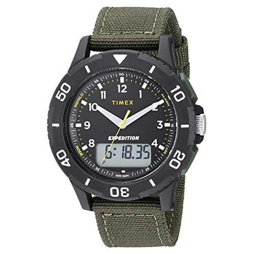 Timex Men's TW4B16600 Expedition Katmai Combo 40mm Green/Black Nylon Strap Watch
