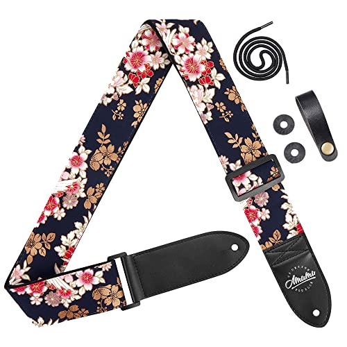 Amumu Peony Crane Sangle de guitare pour guitare acoustique, guitare électrique et basse 5,1 cm de large - Les Beatles, Paul McCartney, John Lennon, RIngo Starr, George Harrison Amumu Peony Crane Sangle de guitare pour guitare acoustique, guitare électrique et basse 5,1 cm de large