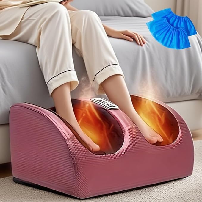 Masajeador eléctrico para pies con función de calentamiento, adecuado para piernas, pies y brazos, con amasamiento profundo y shiatsu en colores negro y rojo