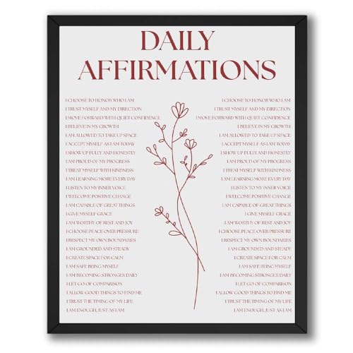 ALPINE INK CO. Daily Affirmations Poster with Frame - Motivational Inspirational Wall Art for Bedroom Office Space - Positive Mindset Typography Home Decor Poster with Frame - 8x10 Black Framed Print