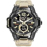 Bandlänge: 22 cm Herrenuhr Sportuhr Wasserdicht 50m Armbanduhr Militarre Herrenuhr Militär Digital Band Khaki