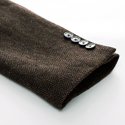 Image of PJ PAUL JONES Mens Herringbone Blazer Vintage Tweed Wool Blend Sport Coat Jacket